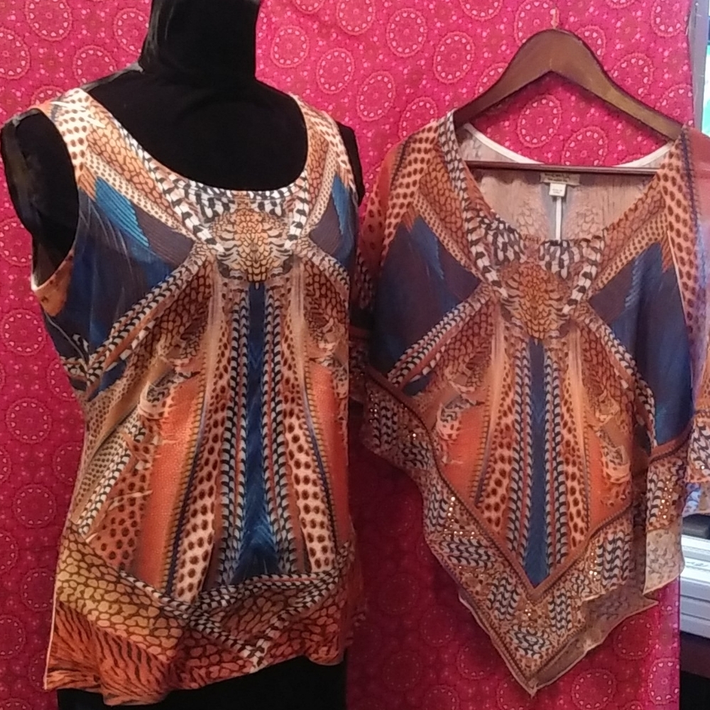 One World 2 pc Sheer Poncho and matching Tank